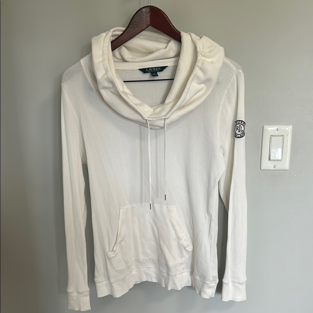 Ralph Lauren Cream Cowl Neck Waffle Sweater